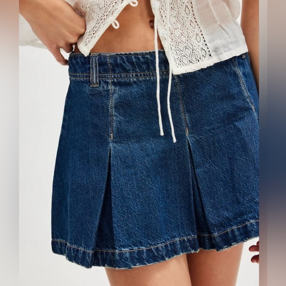 We The Free Madison Ave Denim Mini Skirt Size 24 NWT